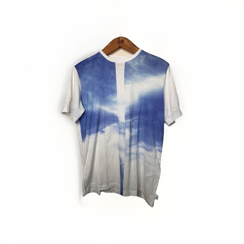 Armani Collezioni Light Blue Cloud Abstract T Shirt Size XL Runs Small